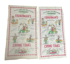 Fisherman's Crying Towels Linen Printed Kitchen Dishtowels Funny Novelty Vintage picture