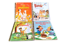 4 Vintage Little Golden Books Disney Bambi 101 Dalmatians  Mickey Mouse Bambi's picture