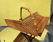 Vtg MCM Folding Bamboo Basket 10