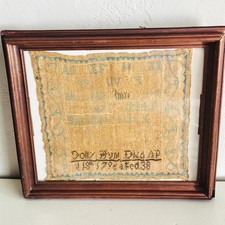 Antique Needlework Sampler New England Family Name Flynn Dated 1798 Walnut Frame picture