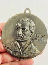 Vintage Juljusz Slowacki relief engraving coin medallion medal paperweight picture