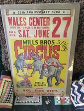 Vintage East Aurora, NY Mills Brothers Circus Poster Tons of Elephants picture