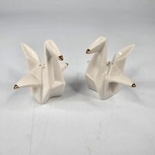 Origami White Crane Bird Ceramic Salt and Pepper Shakers picture