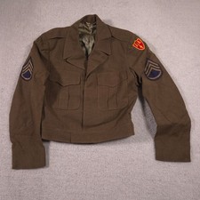 Vintage WWII US Army Ike Jacket Mens 38R Brown Wool AA Sergeant Patch Uniform picture