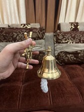 Antique Brass Ship Bell Nautical Hanging Door Bell With Wall Mounted Bracket picture