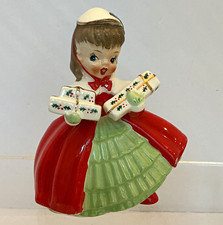 Vintage Mid Century Napco Christmas Shopper Girl W/ Presents Planter 1956 picture
