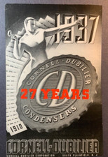 1937 Ad. Cornell-Dubilier. South Plainfield, NJ. Condensers picture
