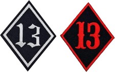 Diamond Lucky Number 13 Embroidered Patch | 2PC iron on or Sew  3
