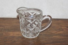 Vintage Cross-Cut Pattern Glass Creamer Pitcher – Small Clear Pressed Glass Jug picture