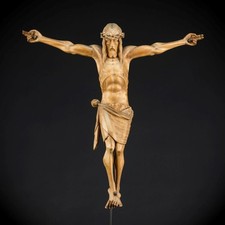 Corpus Christi Sculpture 1800s | 19th Century Christ Wood Jesus Statue | 15.9” picture