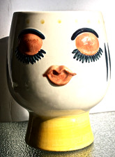 Vintage Lady Head Planter Vase Hand Painted - Sage Brook Home 8” picture