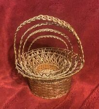 Unique Woven Brass Baskets Offering Untouched Condition. Vintage. picture