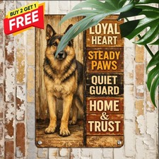 Loyal German Shepherd Wall Art Sign Inspiring Canine Pet Decor Metal Plaque picture