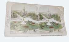 Antique Underwood Stereoview Card 14th Street Circle Washington D.C. Hand Tinted picture
