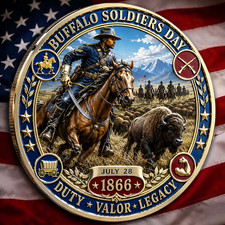 Buffalo Soldiers Day July 28 1866 Challenge Coin Military Cavalry Veterans Gift picture
