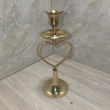 Vintage 8.5” Gold Heart brass  Candlestick Holder cottagecore bohemian decor picture