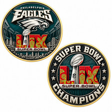 Philadelphia Eagles Super Bowl LIX Champions Coin 2 side Football Fan Retro Gift picture