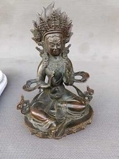 Antique Bronze Tibetan Buddha Statue Tantric Offering Bodhisattva Home Ornaments picture