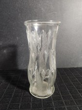 Vintage Clear Glass Vase with Feather or Wheat Pattern by E.O. Brody • 8¾