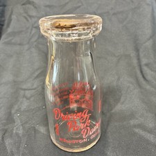 Vintage Dairy Glass Milk Bottle 1/2 Pint Driering park Dairy Wellston, Ohio picture
