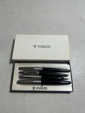 Parker 51 Vintage Pencil And Fountain Pen Set with Case Untested Black & Silver picture