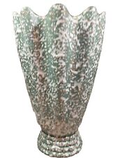Savoy 24K Gold & White Splatter Hand Crafted Textured Pottery Vase Vtg MCM Rare picture