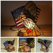 Dale Tiffany Stained Glass Bald Eagle USA Flag Lamp -Patriotic Lamp -Limited HTF picture