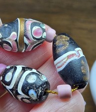 Rare Pink Fancy And Trailed Antique Venetian Glass Trade Bead African BEADS  picture