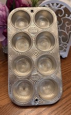 Vintage EKCO USA Ovenex Muffin Tin 8 Cup Cupcake Baking Pan StarBurst N 80 8 picture