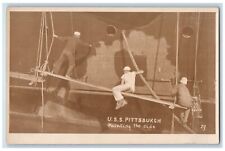 c1923 USS Pittsburgh Ship Painting The Side Unposted Antique RPPC Photo Postcard picture