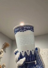 Chinese Blue & White Linglong Rice Grain Porcelain Tea Cup Ceramic Mug picture