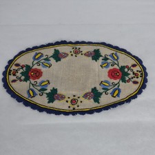 Polish Heritage Embroidered Doily Dollhouse Handmade Folk Art 11.5X7