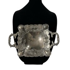 Godinger Silver Art Co Silver Plates Candy Nut Trinket Dish 9x6” Footed Handles picture