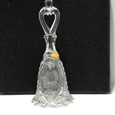 Crystal Flowers Bell Heart Shaped Handle Etched Lead Collectible Nice Gift picture