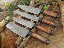 BEAUTIFUL CUSTOM HANDMADE 4 PIECES DAMASCUS STEEL HUNTING CHIEF SET.WITH SHEATH picture