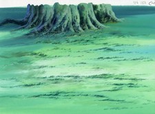 Original Hand Painted Anime Animation Cel Background Tree Roots Production Art picture