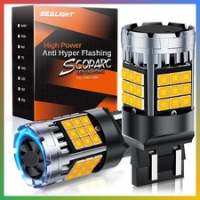 7443 7440 LED Amber Turn Signal Bulb T20 W21W Anti Hyper Flash Pack 2 picture