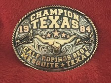 Calf Roping Professional Championship Trophy Belt Buckle☆MESQUITE TEXAS☆1984☆101 picture