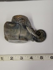 BOYD GLASS ELEPHANT HEAD TOOTHPICK HOLDER   (PECAN SLAG ) GRAY TRUNK UP picture