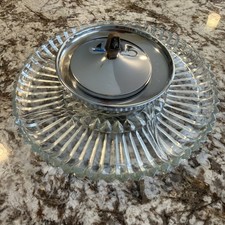 SCULPTURA By Kromex LAZY SUSAN with Walnut Trim Missing Bowl picture
