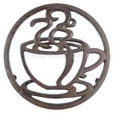 Coffee Cup Trivet Cast Iron Rustic Antique Style Hot Pot Plate Holder Round  picture