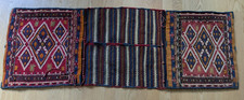 Antique Turkish Kurdish Khorjin Saddlebag Hand Woven Wool Pile Kilim 48x17
