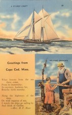 1962 Cape Cod Massachusetts Postcard Greetings Schooner picture