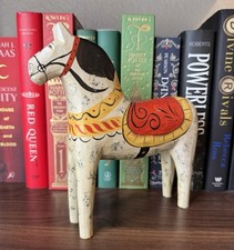 Traditional Vintage Swedish Dala Horse White Large Rare Numbered And Signed picture