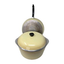 Vintage 11.5” Round Club Aluminum Dutch Oven 10qt + Skillet Yellow W/ Lid Large picture