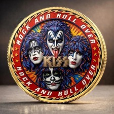 KISS Rock and Roll Over Commemorative Coin - Gold Plated Band Memorabilia Gift picture