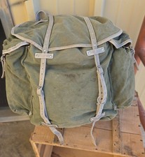 Vintage Norwegian Military Rucksack, Canvas Leather, TS picture