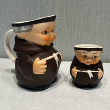 Vintage Goebel Friar Tuck Pitcher West Germany Set Miniature & Large Creamer Mon picture