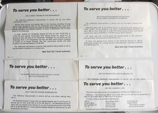 Lot of 6 Vintage 1972 New York Subway Service Notices To Serve You Better NYC picture