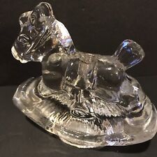 Department 56 Heavy Clear Glass Rocking Horse Candle Holder Figurine picture